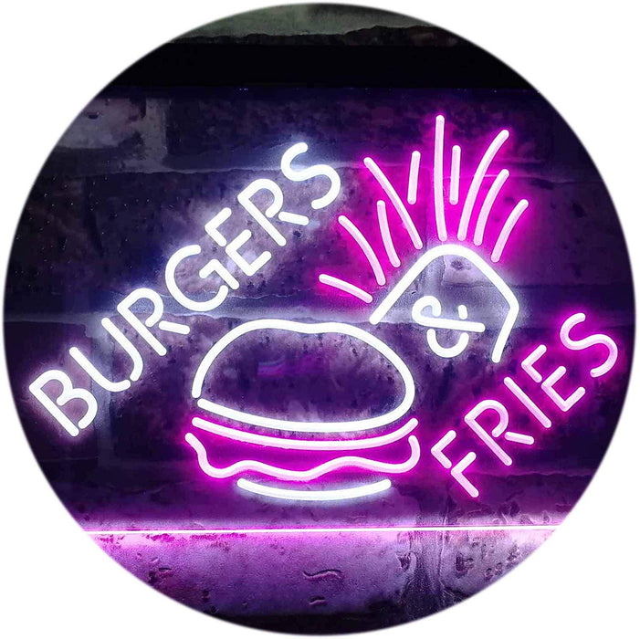 Hamburgers Burgers Fries LED Light Sign - Way Up Gifts