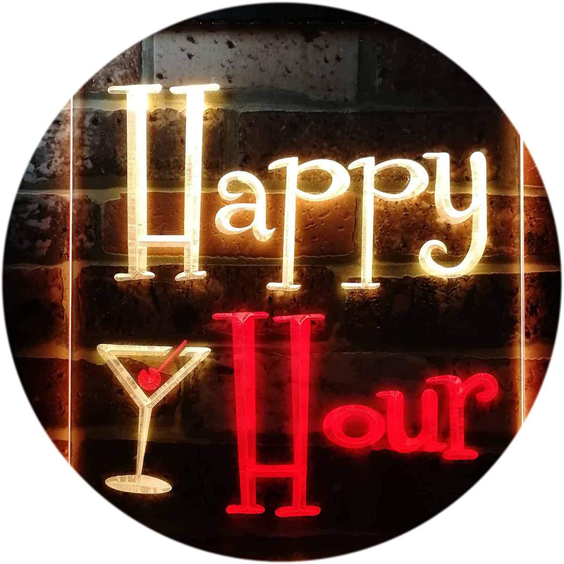 Happy Hour Cocktails Bar LED Light Sign - LED Gift Works