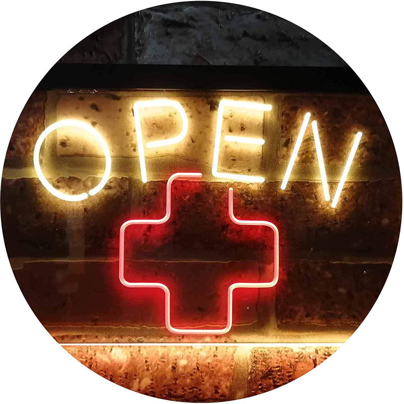 Open Medical Cross Dispensary LED Light Sign - LED Gift Works