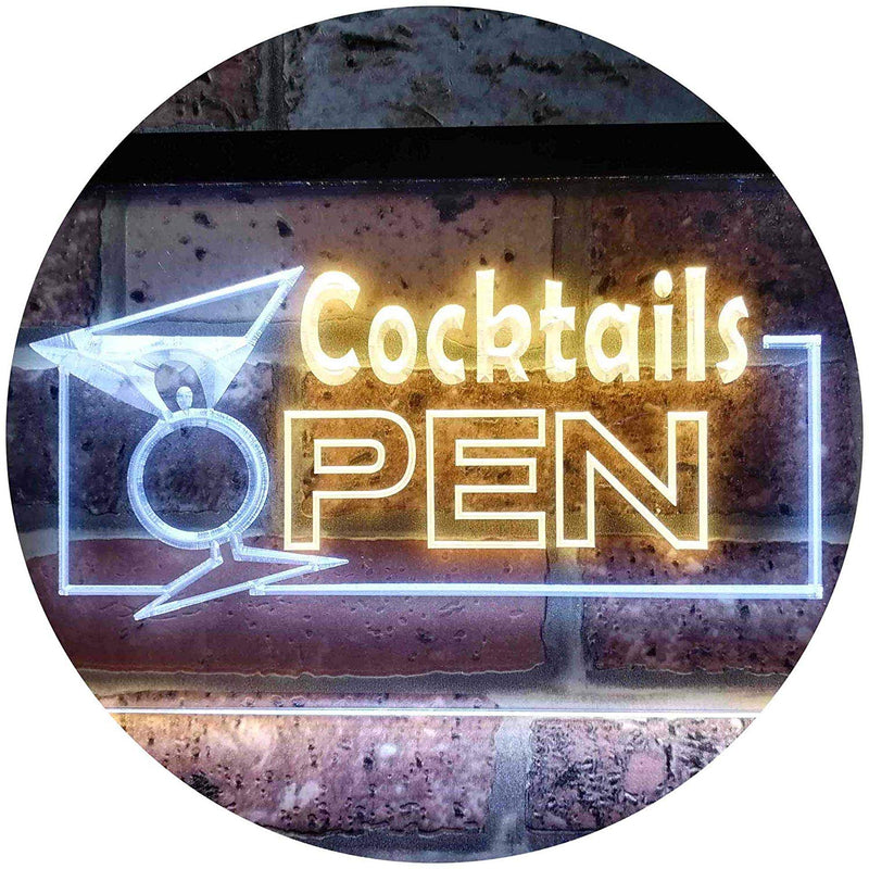 Bar Cocktails Open LED Light Sign - LED Gift Works