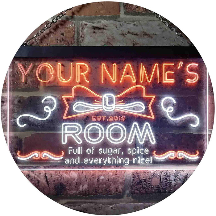 Personalized Sugar Spice Everything Nice Girl Room Decor LED Light Sign - Way Up Gifts