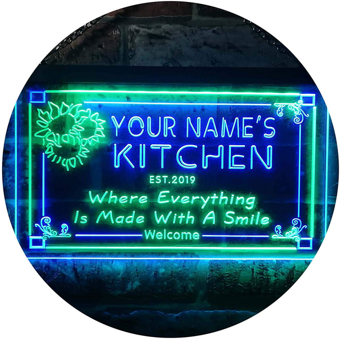 Personalized Home Kitchen Decor Made with Smile LED Light Sign - Way Up Gifts
