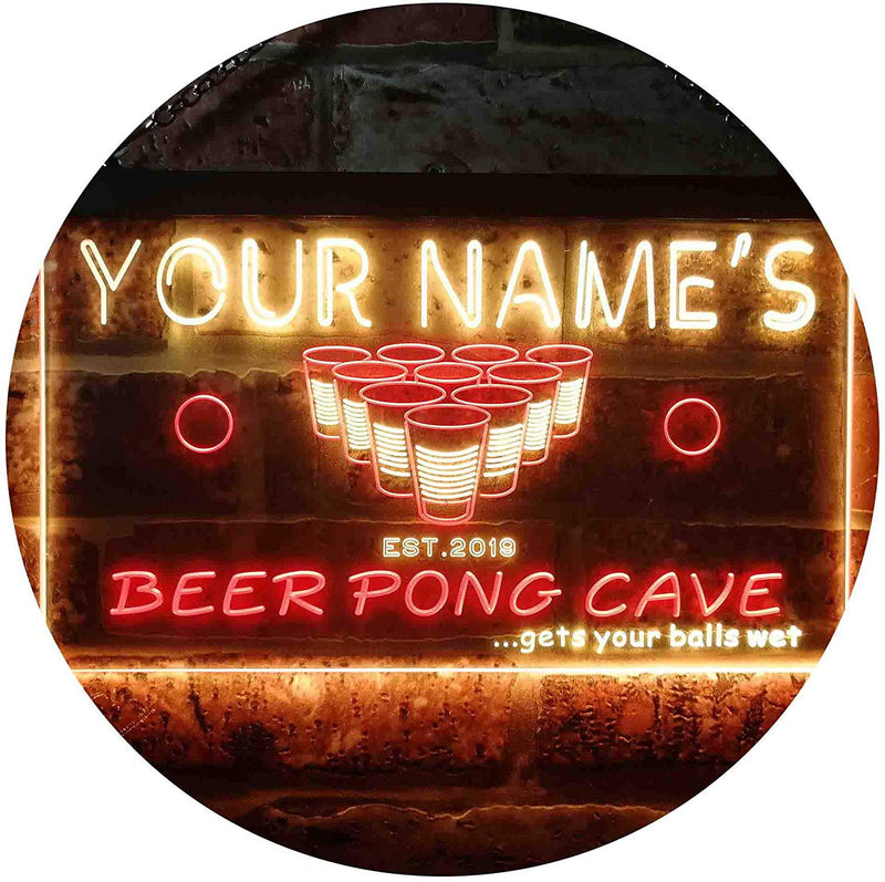 Personalized Beer Pong Man Cave LED Light Sign - LED Gift Works