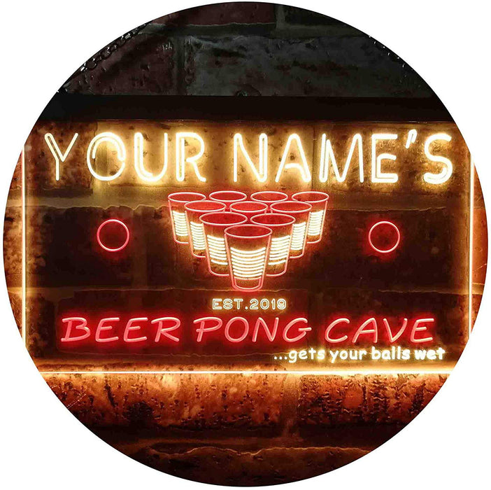 Personalized Beer Pong Man Cave LED Light Sign - Way Up Gifts