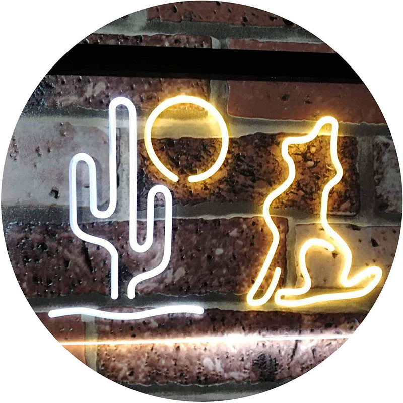 Cactus Moon Wolf LED Light Sign - LED Gift Works