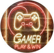 Gamer Play Win Game Room LED Light Sign - LED Gift Works