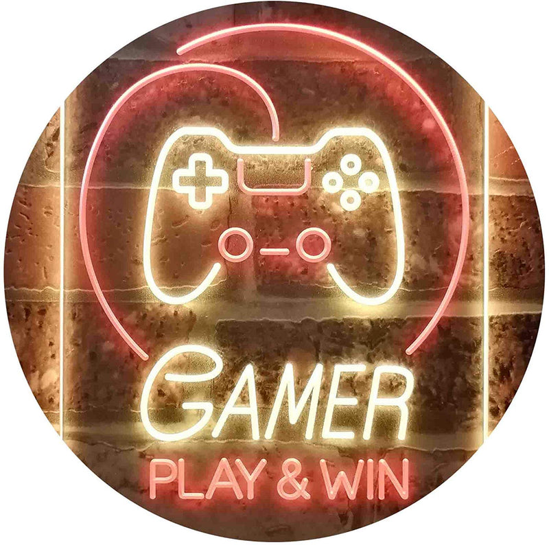 Gamer Play Win Game Room LED Light Sign - LED Gift Works