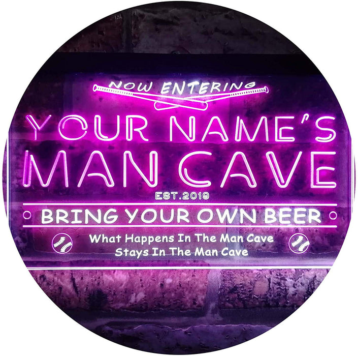 Personalized Sports Baseball Theme Man Cave LED Light Sign - Way Up Gifts