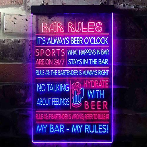 Bar Rules LED Light Sign - Way Up Gifts