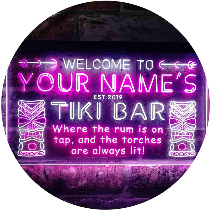 Personalized Tiki Bar LED Light Sign - Way Up Gifts