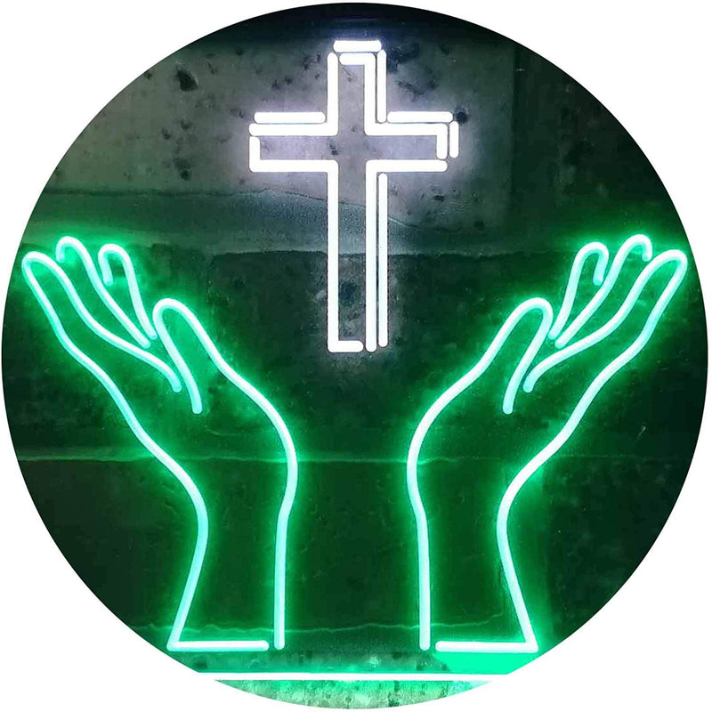 Christianity Hands Cross LED Light Sign - LED Gift Works