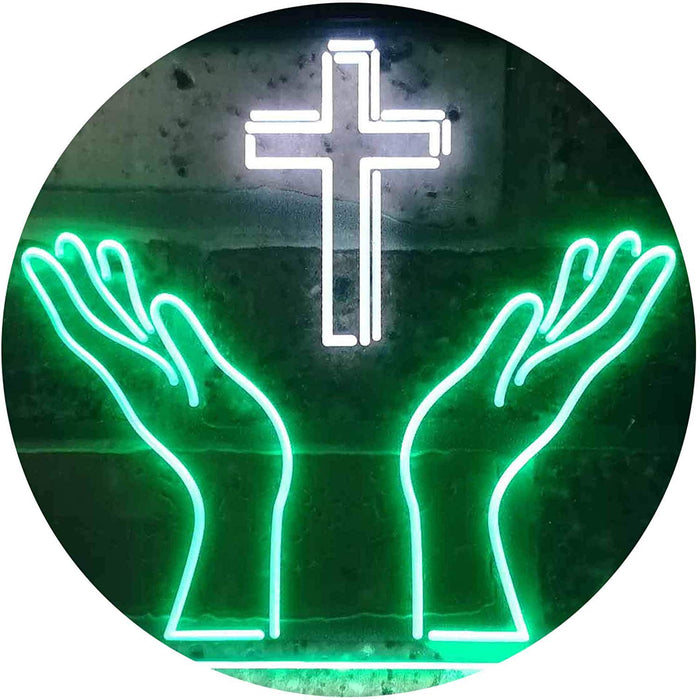 Christianity Hands Cross LED Light Sign - Way Up Gifts