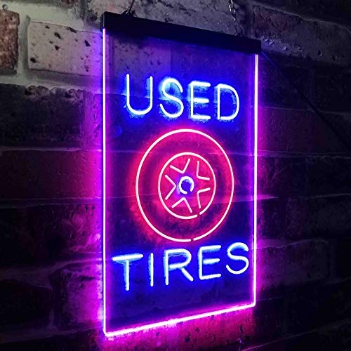 Auto Shop Car Garage Used Tires LED Light Sign - LED Gift Works