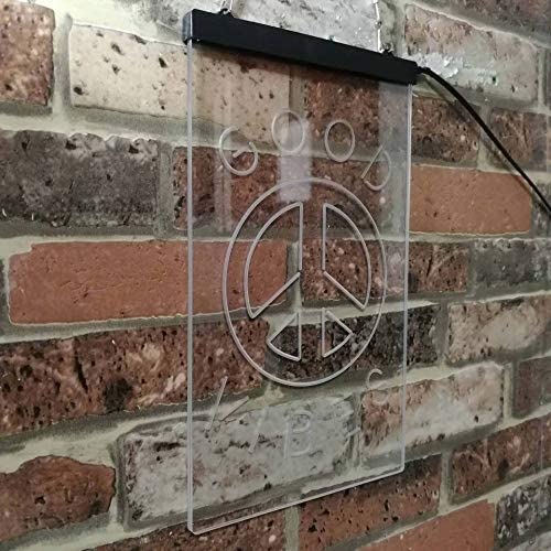 Good Vibes Peace Hippie Bedroom Decor LED Light Sign - Way Up Gifts