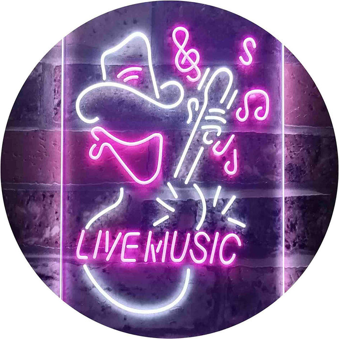 Cowboy Guitar Live Music LED Light Sign - Way Up Gifts