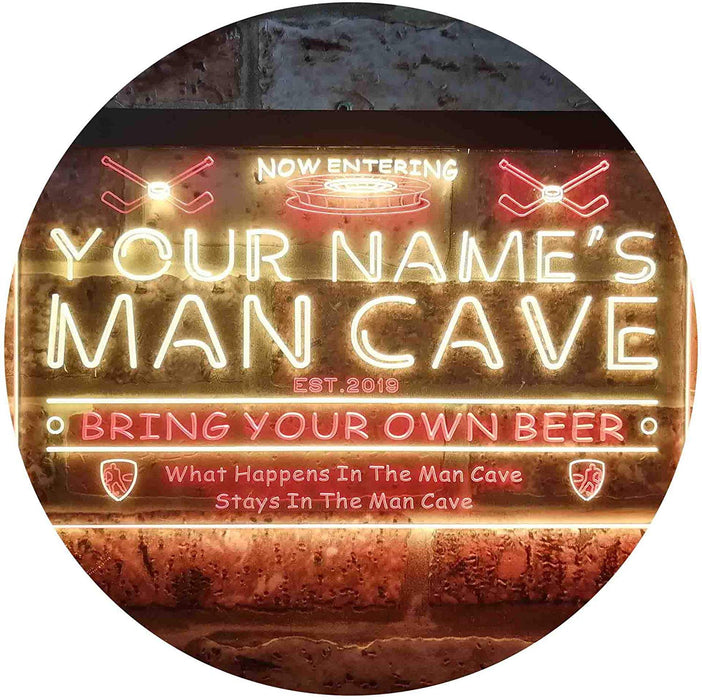 Personalized Sports Hockey Theme Man Cave LED Light Sign - Way Up Gifts