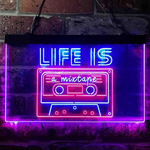 Life is a Mixtape Quotes Bedroom Decor LED Light Sign - Way Up Gifts