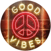 Good Vibes Peace Hippie Bedroom Decor LED Light Sign - LED Gift Works