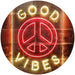 Good Vibes Peace Hippie Bedroom Decor LED Light Sign - Way Up Gifts