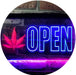 Open Medical Marijuana Leaf LED Light Sign - Way Up Gifts
