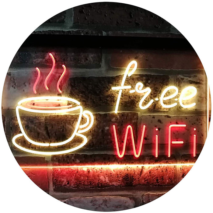 Free Wi-Fi Coffee LED Light Sign - Way Up Gifts