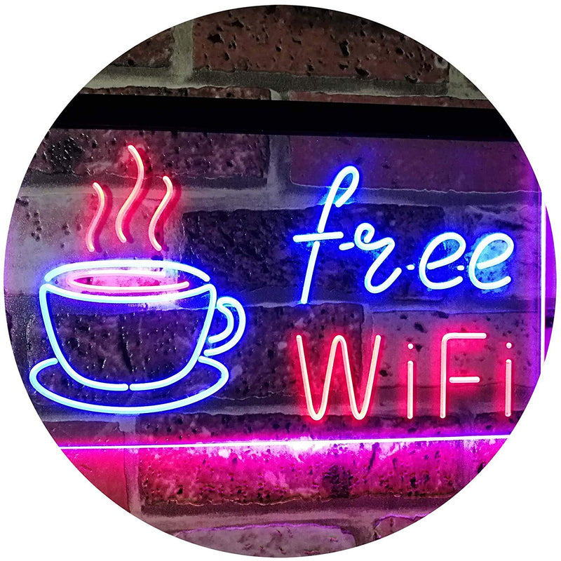 Free Wi-Fi Coffee LED Light Sign - LED Gift Works