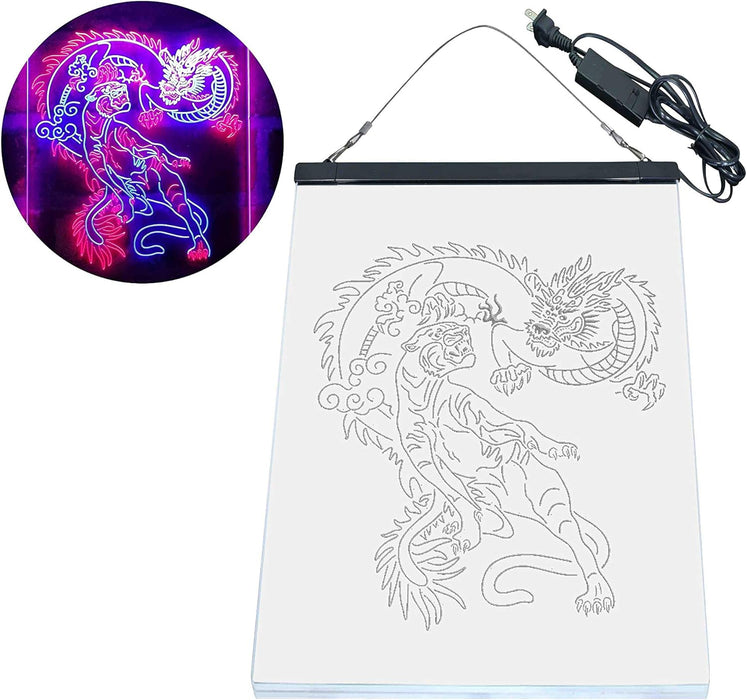 Tiger and Dragon Fight Man Cave Room Garage LED Light Sign - Way Up Gifts