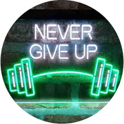 Never Give Up Weight Train Fitness Gym LED Light Sign - LED Gift Works