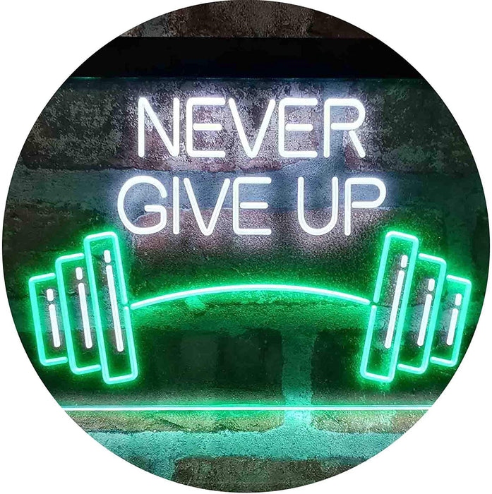 Never Give Up Weight Train Fitness Gym LED Light Sign - Way Up Gifts