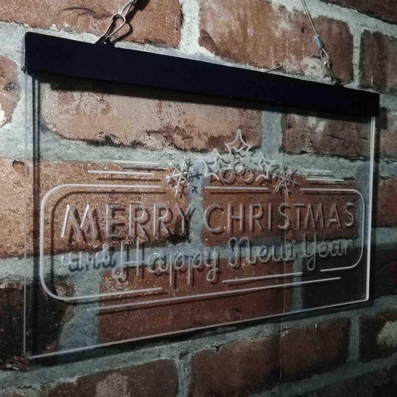 Merry Christmas & Happy New Year Dual Color LED Light Sign - LED Gift Works