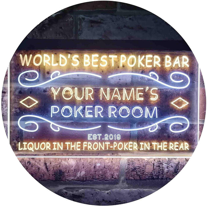 Personalized Poker Room Bar LED Light Sign - Way Up Gifts