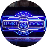 Route 66 Gasoline Station Cold Drinks LED Light Sign - LED Gift Works