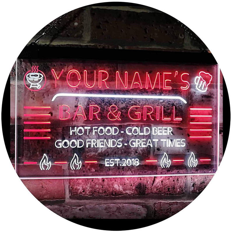 Personalized Restaurant Bar & Grill LED Light Sign - LED Gift Works