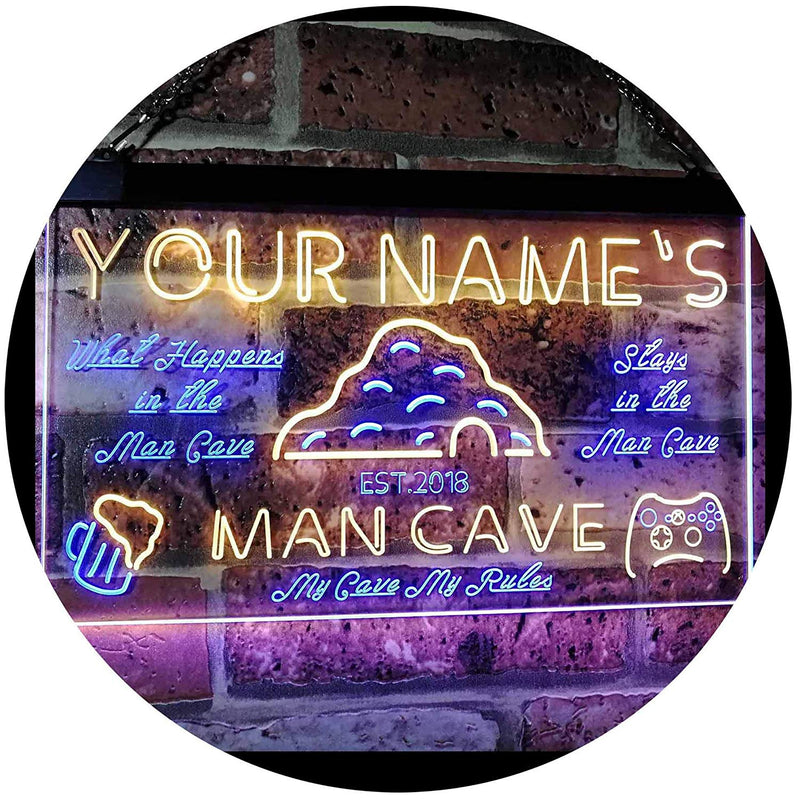 Personalized Man Cave LED Light Sign - LED Gift Works