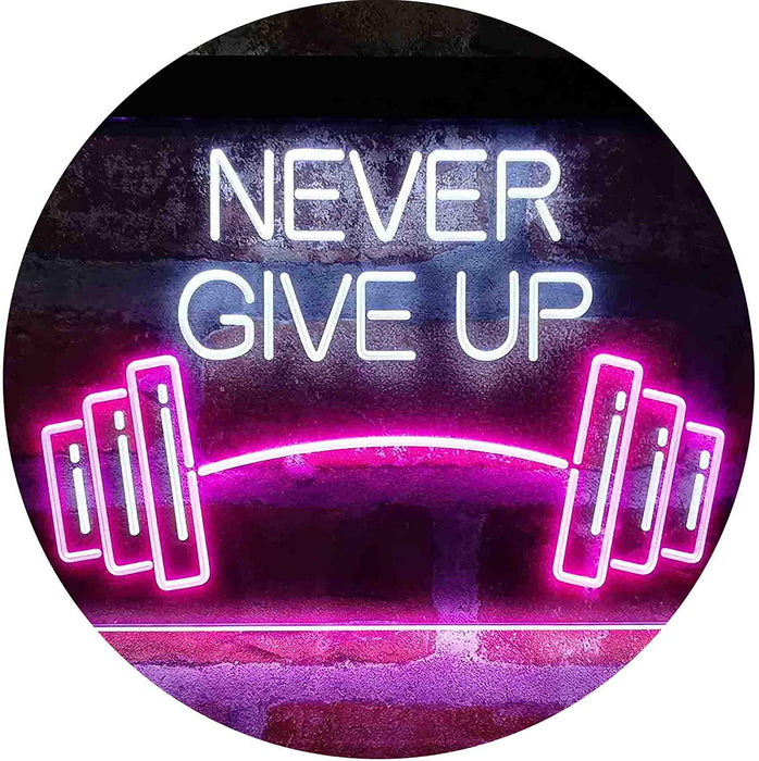 Never Give Up Weight Train Fitness Gym LED Light Sign - Way Up Gifts