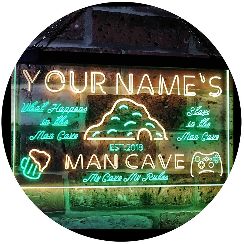 Personalized Man Cave LED Light Sign - LED Gift Works