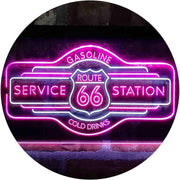 Route 66 Gasoline Station Cold Drinks LED Light Sign - LED Gift Works