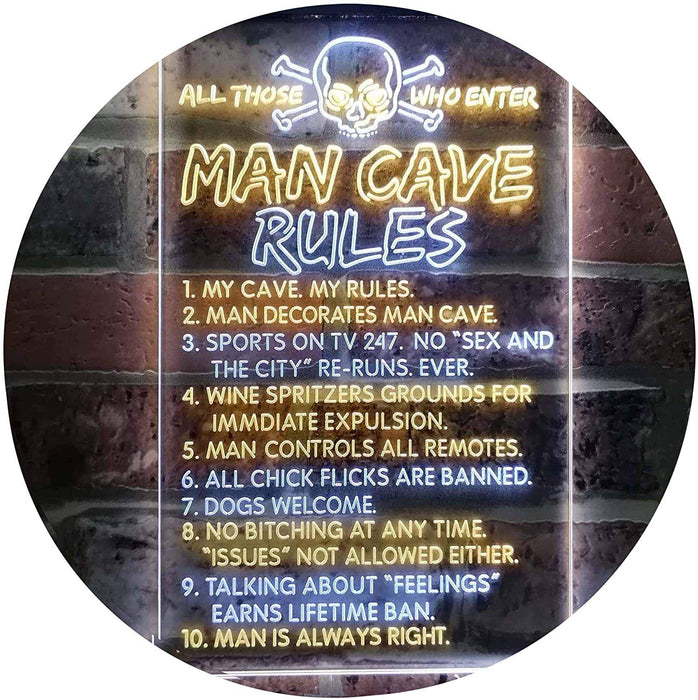 Man Cave Rule Game Room LED Light Sign - Way Up Gifts