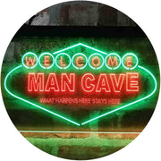 Man Cave Welcome What Happens Here Stays Here LED Light Sign - LED Gift Works
