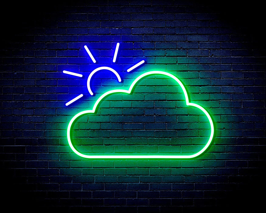 Cloud with Sun Appearing Flex Silicone LED Sign (Neon-Style, LED Technology) - Way Up Gifts