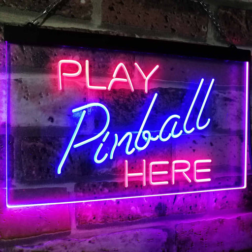 Arcade Game Room Play Pinball Here LED Light Sign - LED Gift Works