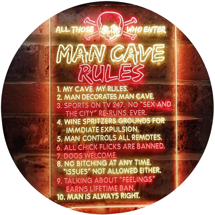 Man Cave Rule Game Room LED Light Sign - Way Up Gifts
