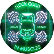 No Pain No Gain I Look Good in Muscles Weight Train Gym Fitness LED Light Sign - LED Gift Works