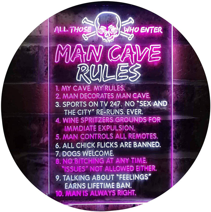 Man Cave Rule Game Room LED Light Sign - Way Up Gifts