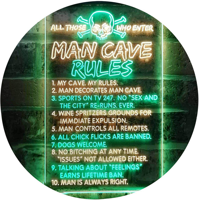 Man Cave Rule Game Room LED Light Sign - Way Up Gifts