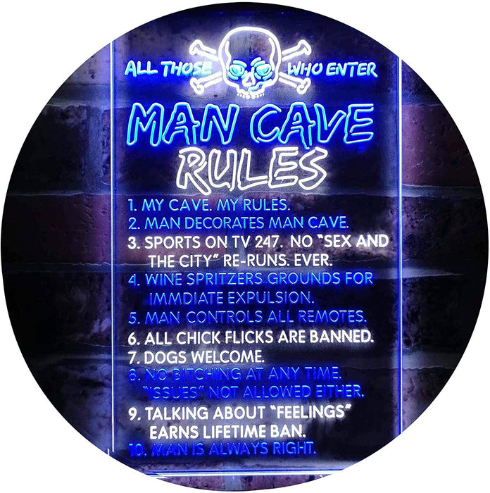Man Cave Rule Game Room LED Light Sign - Way Up Gifts