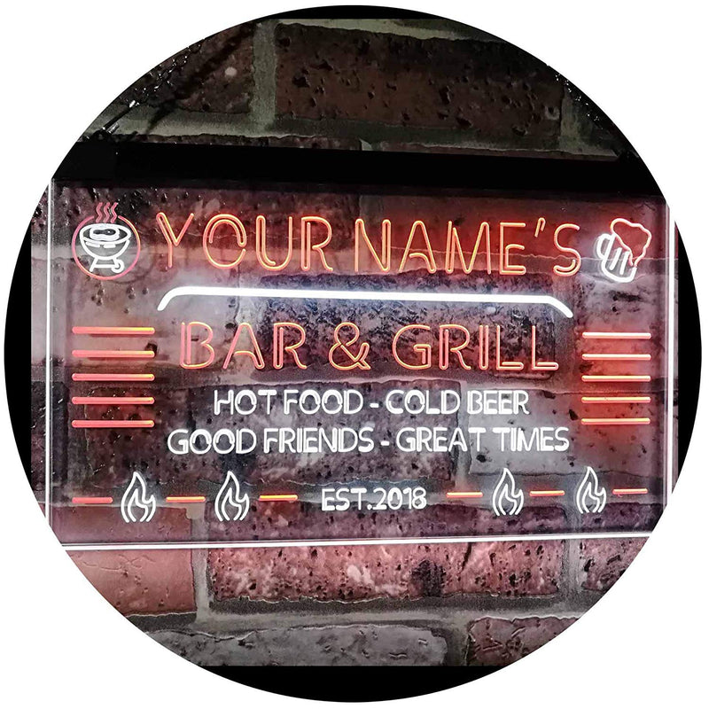 Personalized Restaurant Bar & Grill LED Light Sign - LED Gift Works