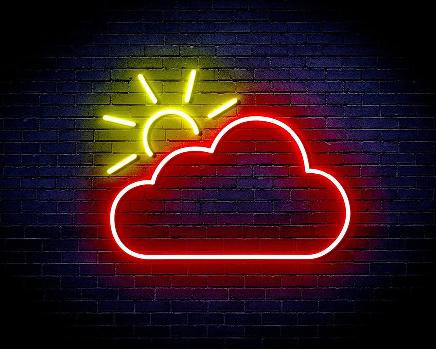 Cloud with Sun Appearing Flex Silicone LED Sign (Neon-Style, LED Technology) - Way Up Gifts
