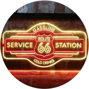 Route 66 Gasoline Station Cold Drinks LED Light Sign - LED Gift Works