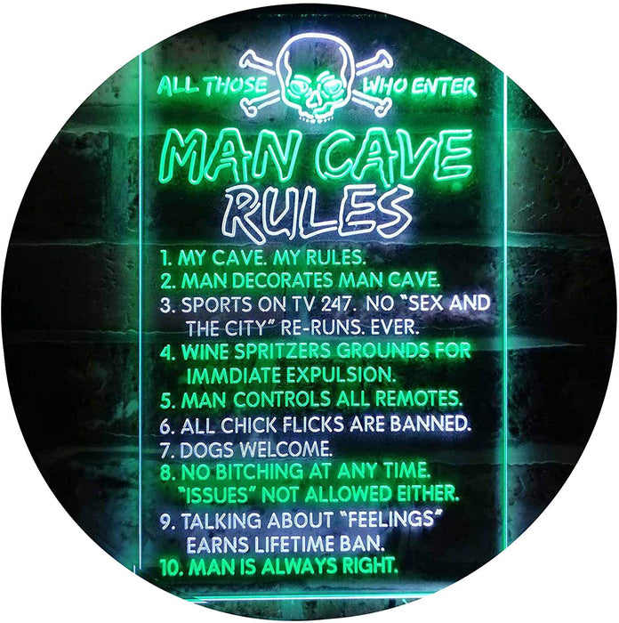 Man Cave Rule Game Room LED Light Sign - Way Up Gifts